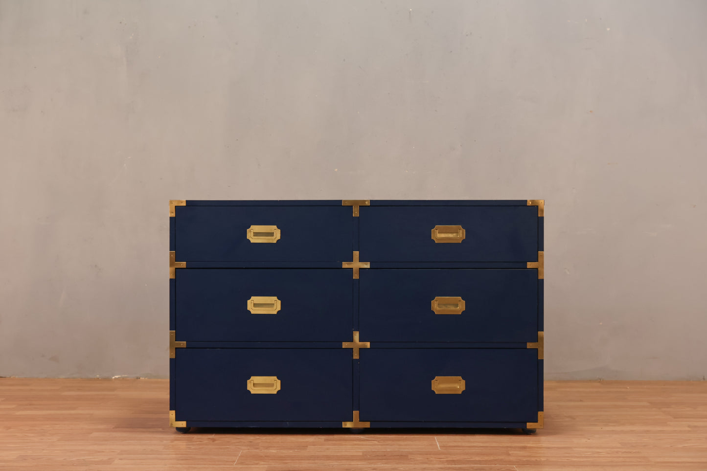 campaign dresser blue Navy 6-Drawer Size:M_18-20 CARE:Hand-Washable Elegant Royal Blue Button-Up This modern classic dresser