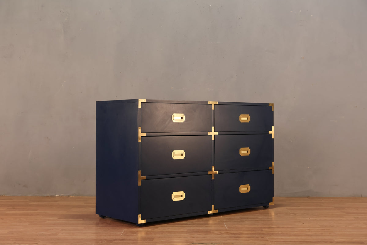 Navy Campaign 6-Drawer Dresser