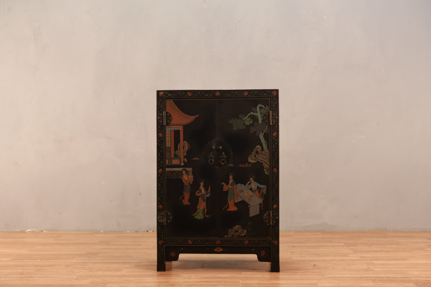 Chinese Black 2-Door Cabinet - ONLINE ONLY
