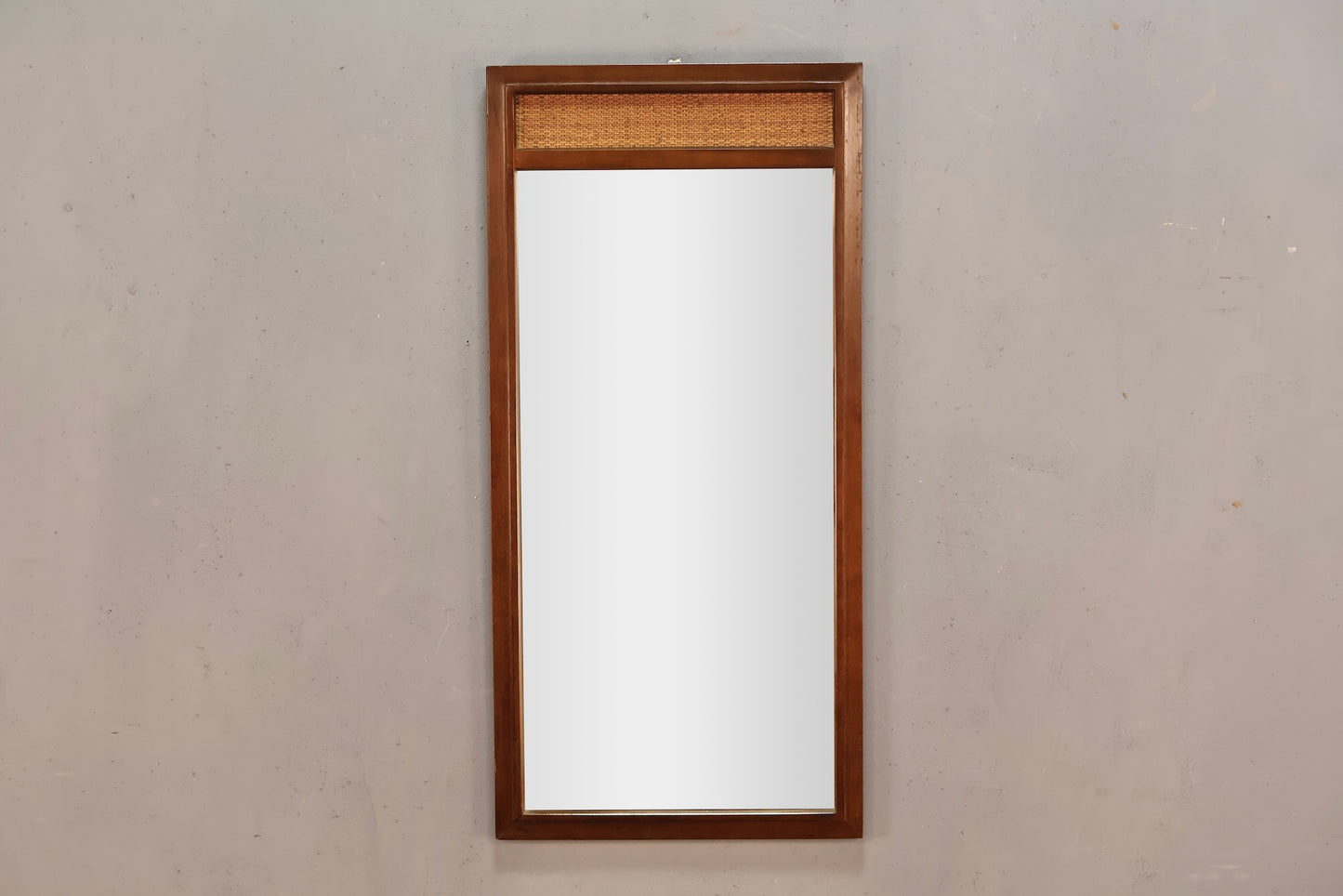 Slim Walnut & Woven Mirror