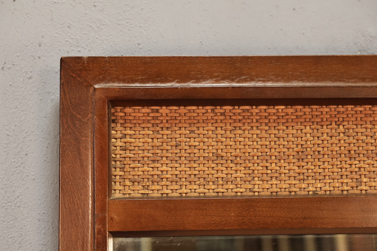 Slim Walnut & Woven Mirror