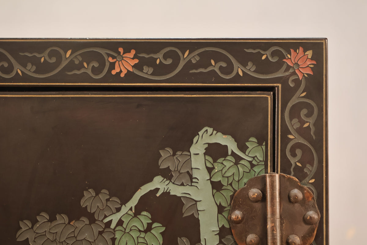 Chinese Black 2-Door Cabinet - ONLINE ONLY