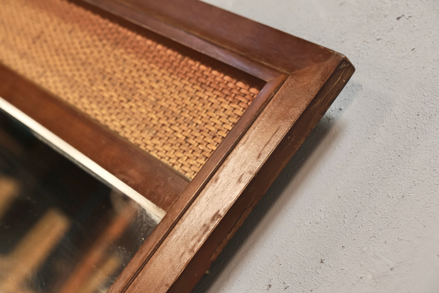 Slim Walnut & Woven Mirror