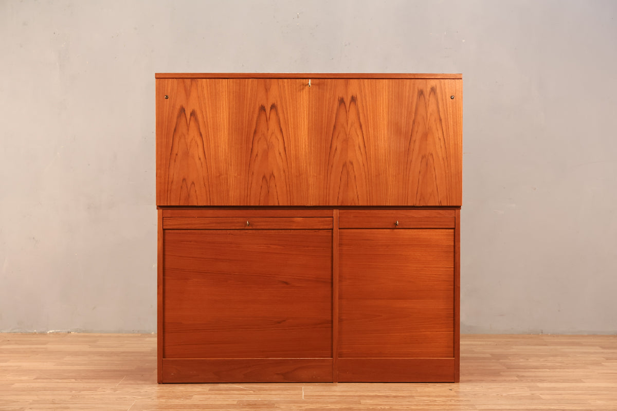 Luxe Teak Drop-Front Wall Unit - ONLINE ONLY
