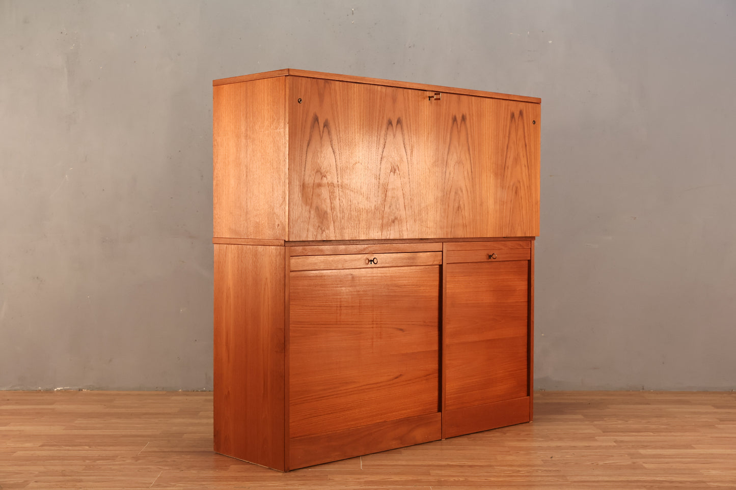 Luxe Teak Drop-Front Wall Unit - ONLINE ONLY