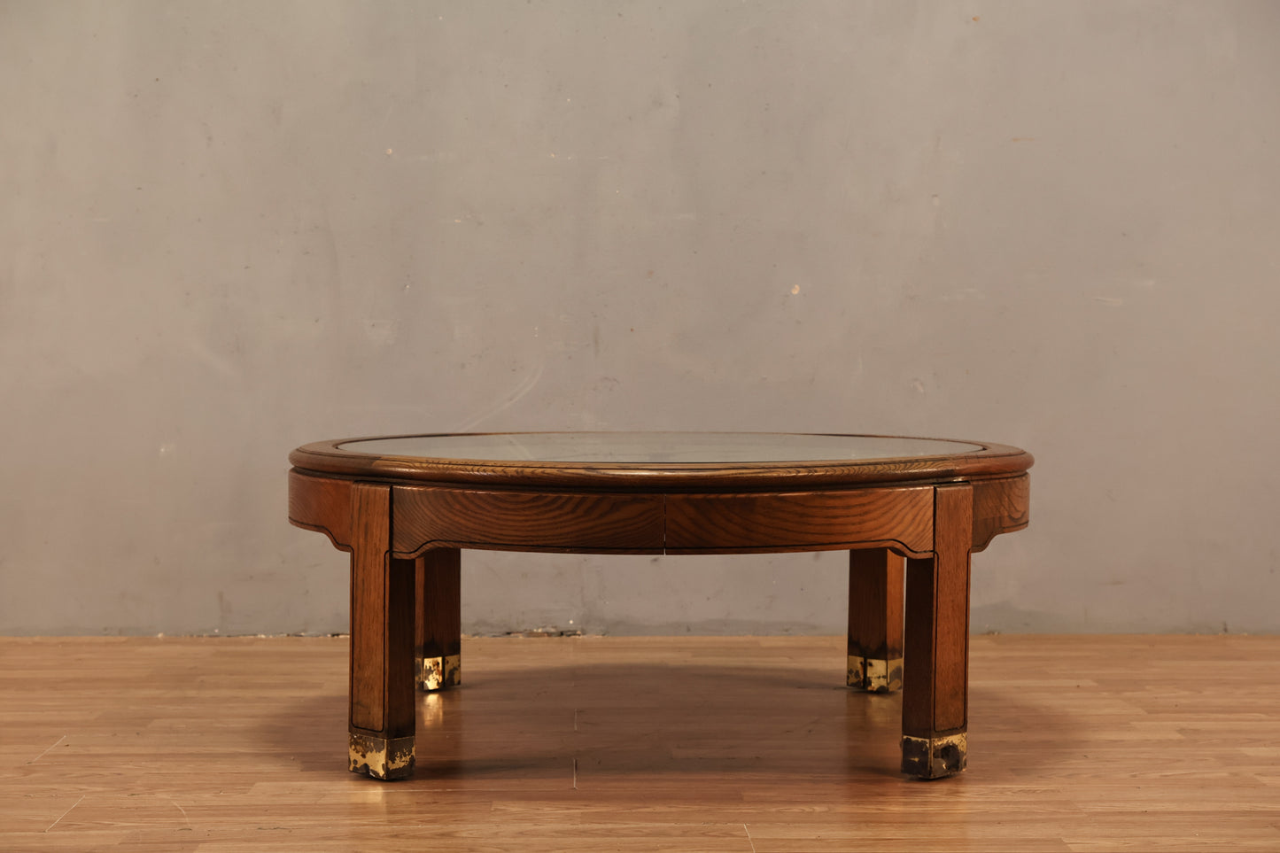 Howard Miller Oak & Glass Clock Coffee Table - ONLINE ONLY
