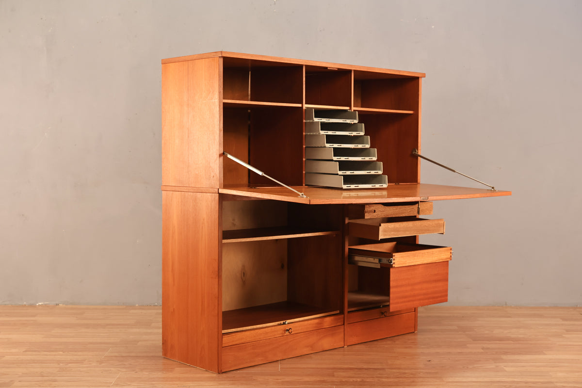 Luxe Teak Drop-Front Wall Unit - ONLINE ONLY
