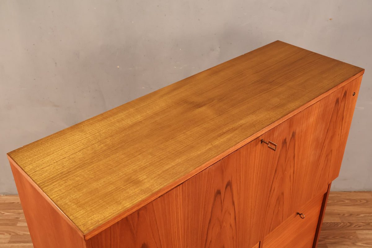 Luxe Teak Drop-Front Wall Unit - ONLINE ONLY