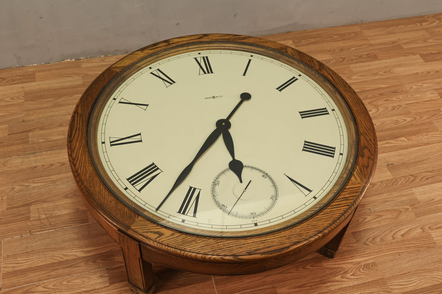 Howard Miller Oak & Glass Clock Coffee Table - ONLINE ONLY