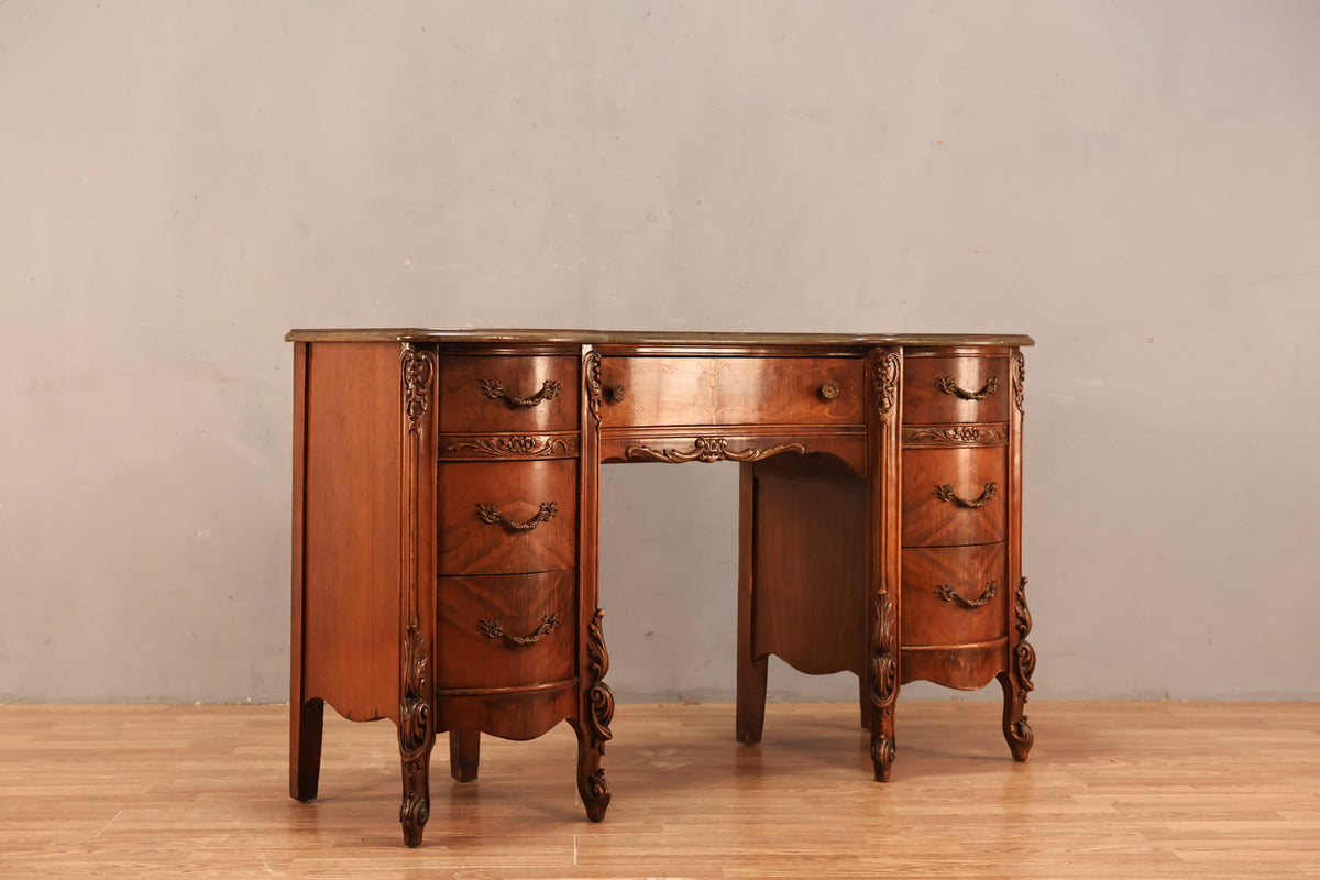 Louis XV-Style Mahogany 7-Drawer Desk - ONLINE ONLY