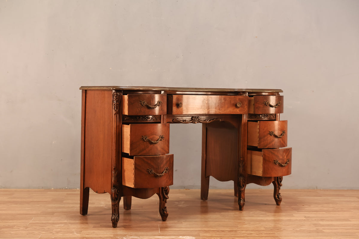 Louis XV-Style Mahogany 7-Drawer Desk - ONLINE ONLY