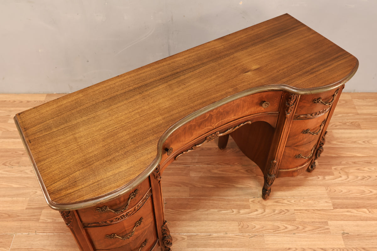 Louis XV-Style Mahogany 7-Drawer Desk - ONLINE ONLY