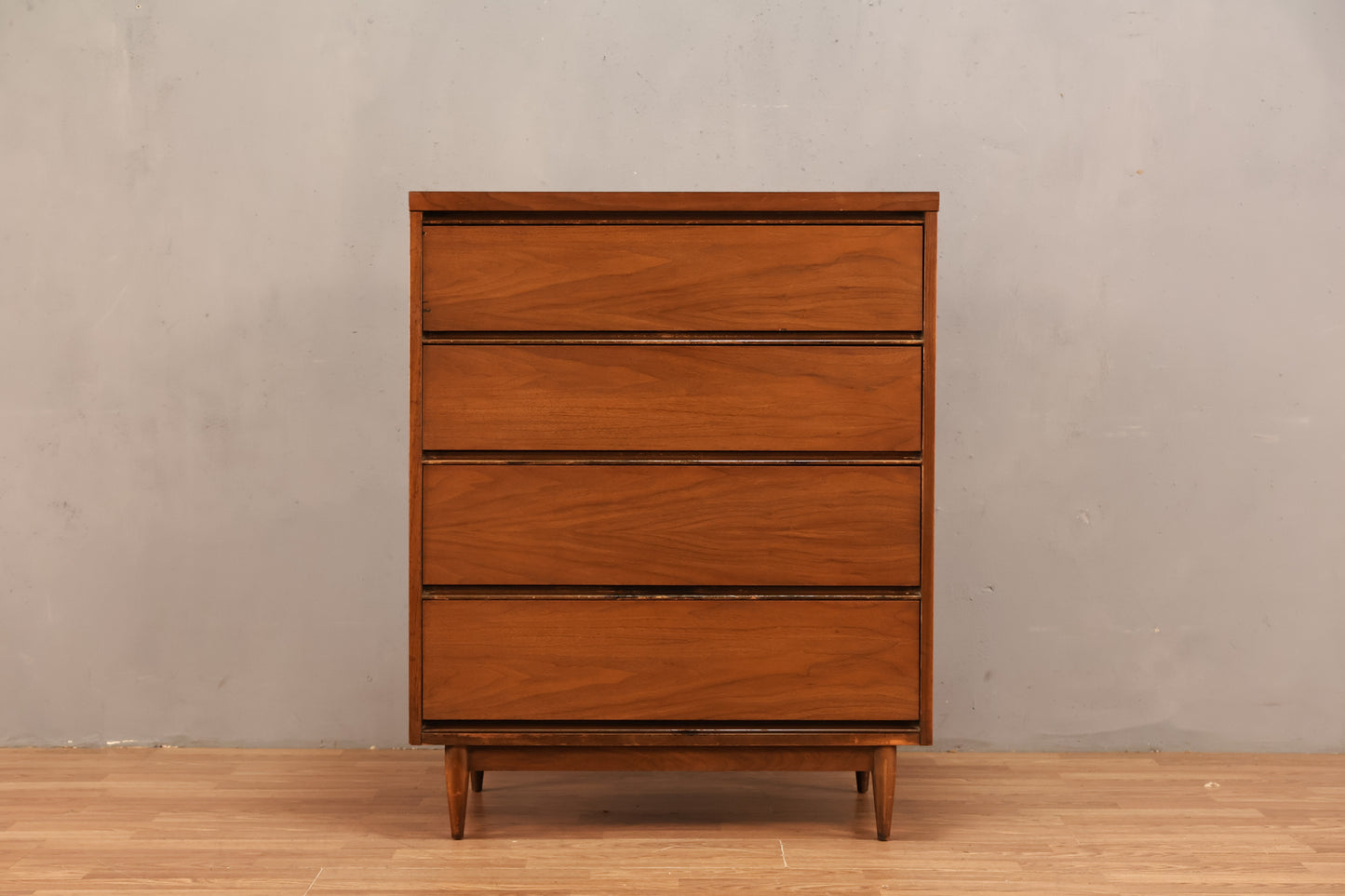 Mid Century Walnut & Laminate 4-Drawer Dresser