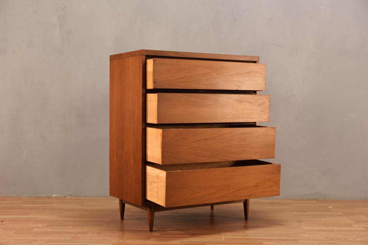 Mid Century Walnut & Laminate 4-Drawer Dresser