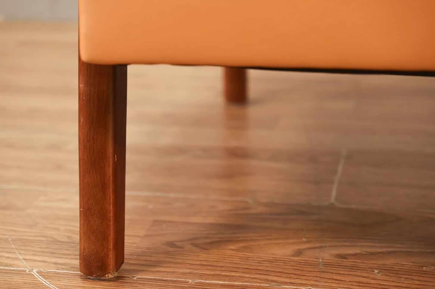 Mid Century Walnut & Apricot Armchair - ONLINE ONLY