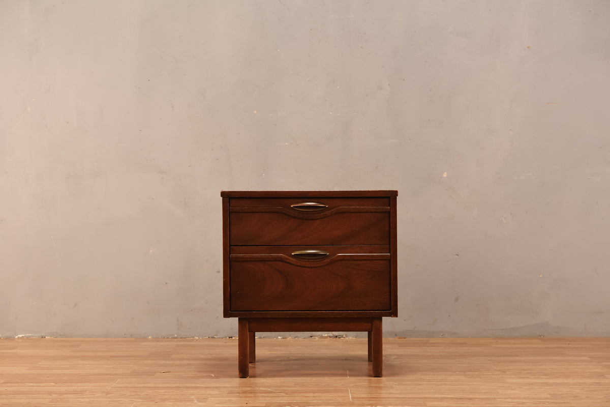 Broyhill Mid Century Walnut 2-Drawer Nightstand - ONLINE ONLY
