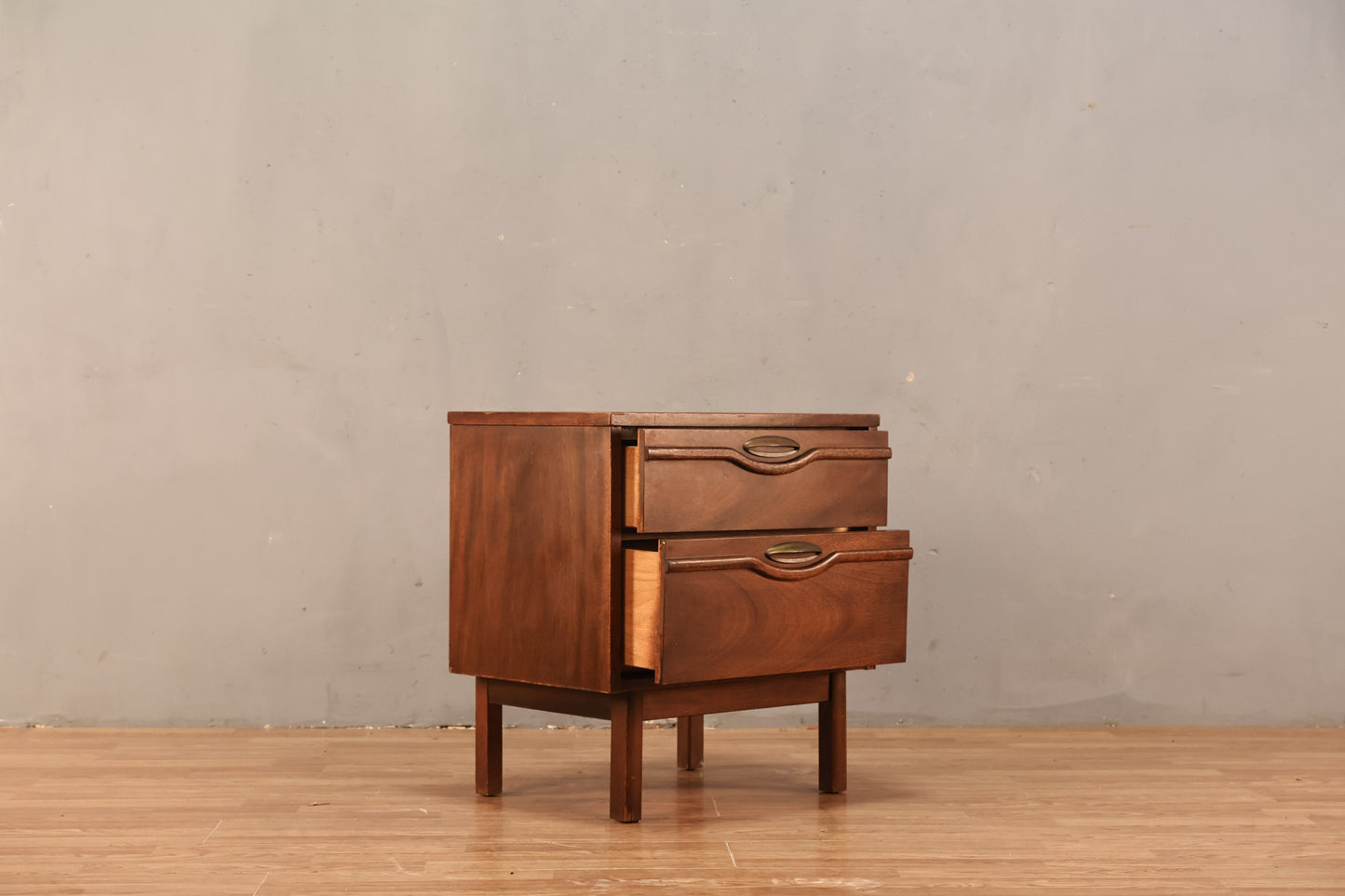 Broyhill Mid Century Walnut 2-Drawer Nightstand - ONLINE ONLY