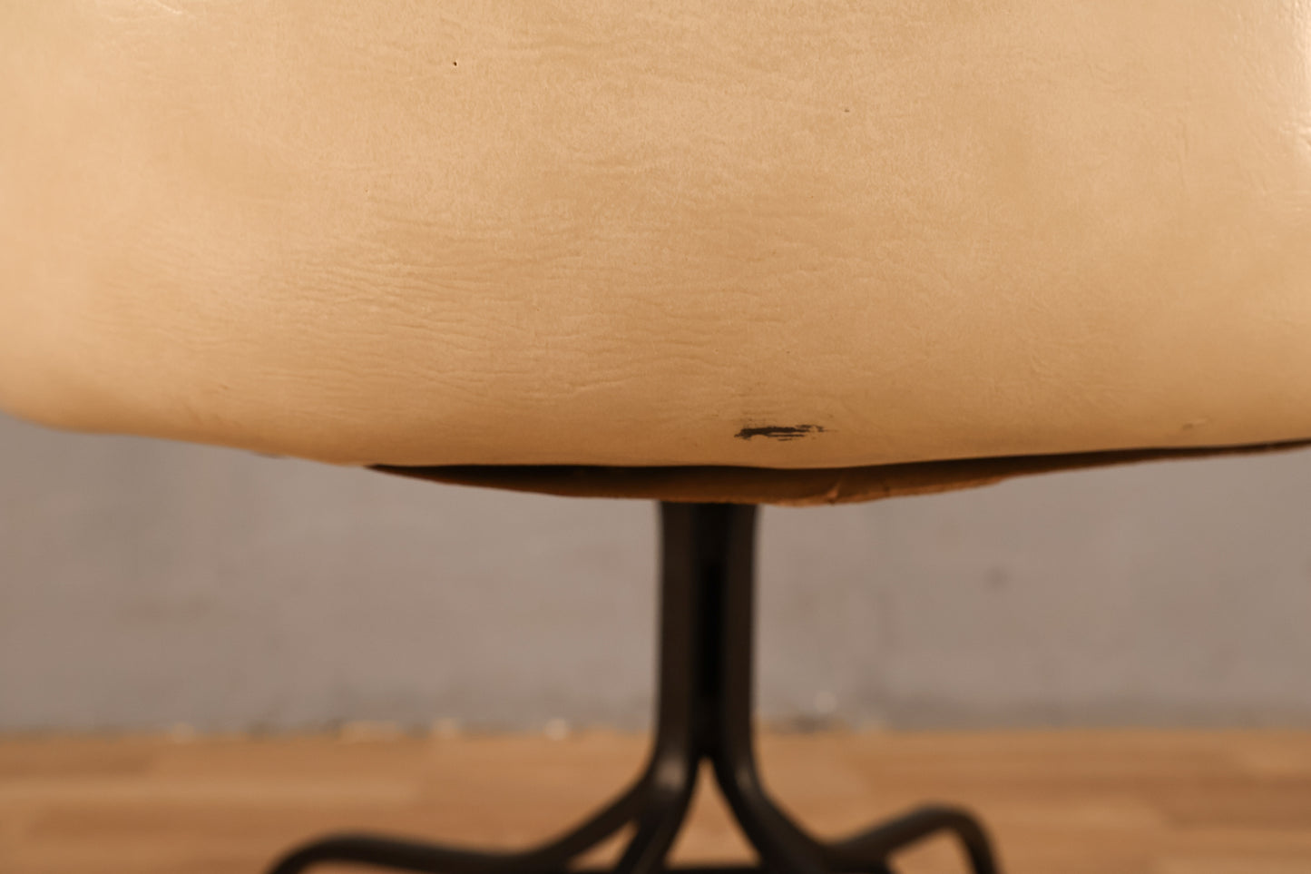 White Vinyl & Iron Swivel Armchair - ONLINE ONLY
