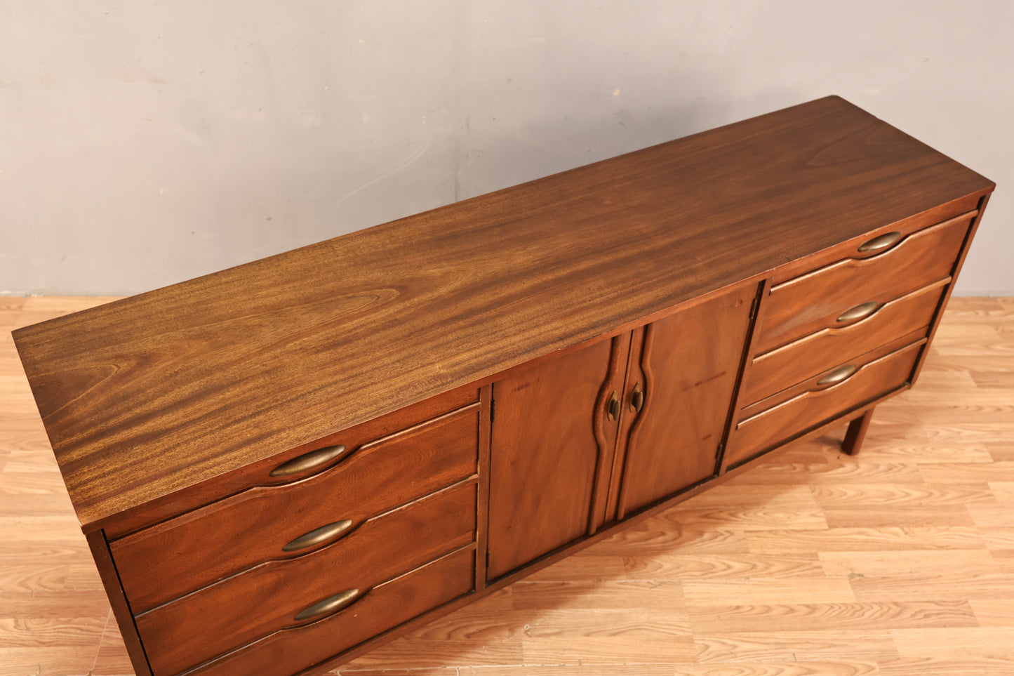 Broyhill Mid Century Walnut 9-Drawer Credenza - ONLINE ONLY