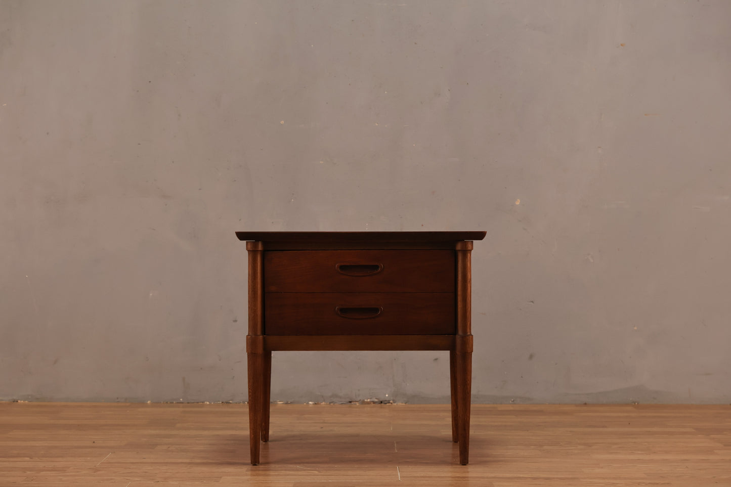 Lane Pinstriped Walnut 1-Drawer Side Table - ONLINE ONLY