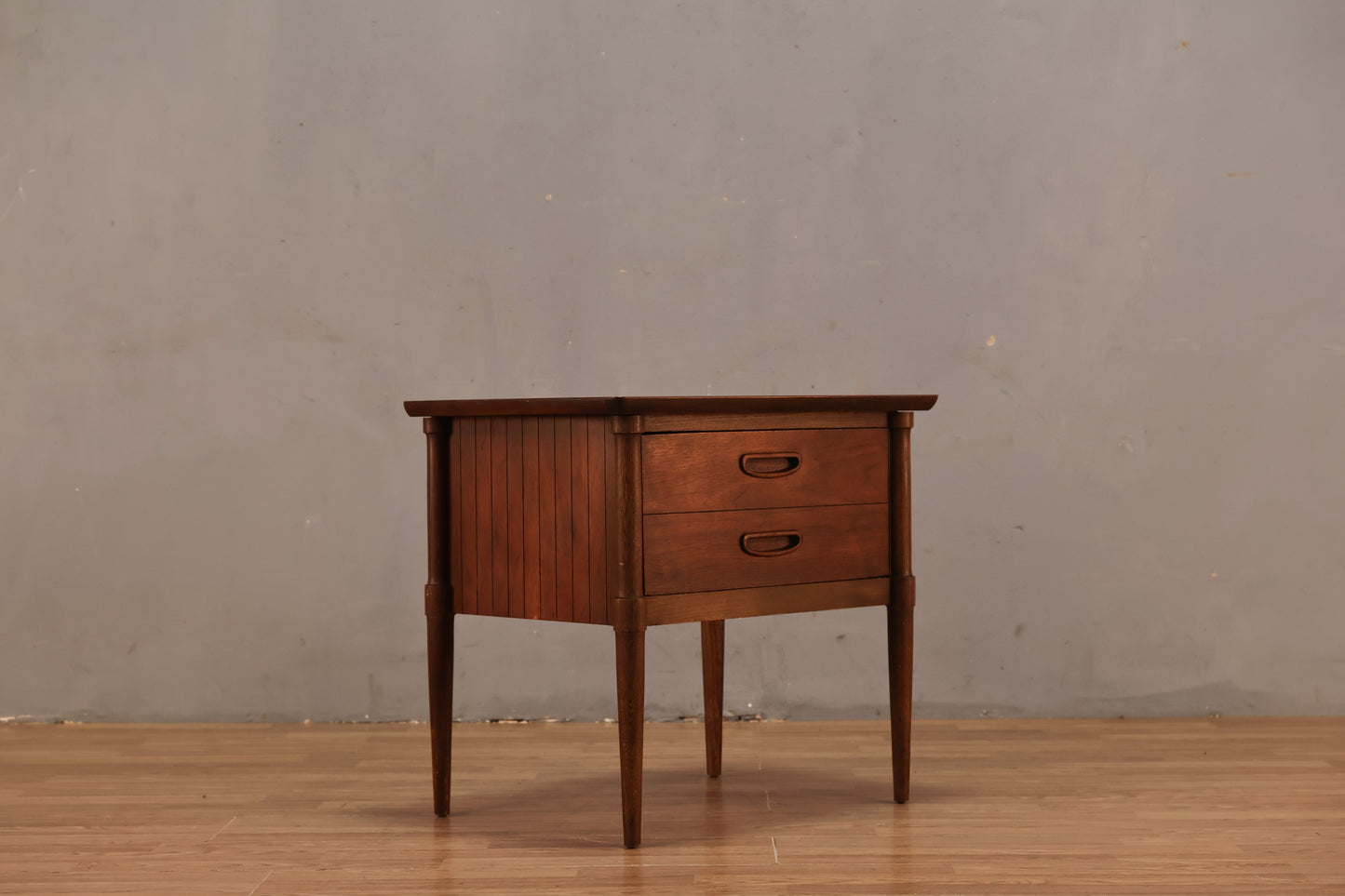 Lane Pinstriped Walnut 1-Drawer Side Table - ONLINE ONLY