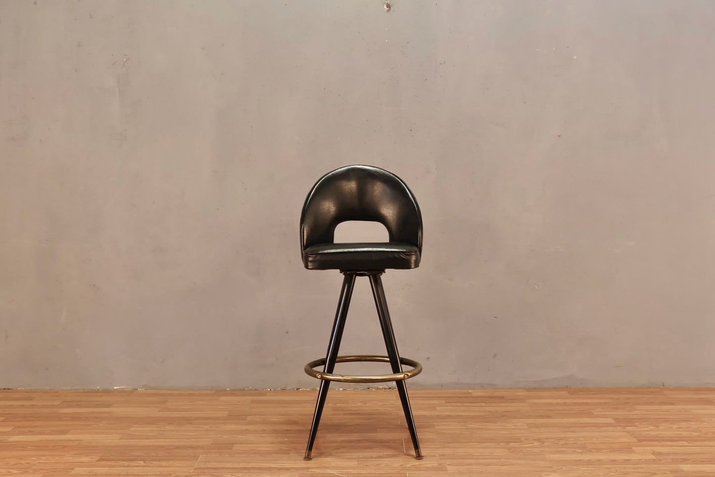 Atomic Black Vinyl Swivel Bar Stool