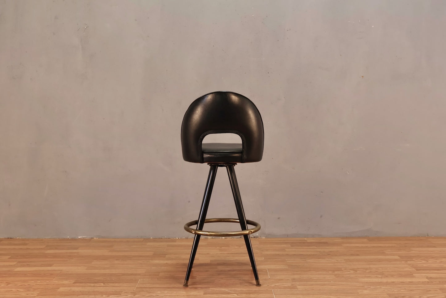 Atomic Black Vinyl Swivel Bar Stool