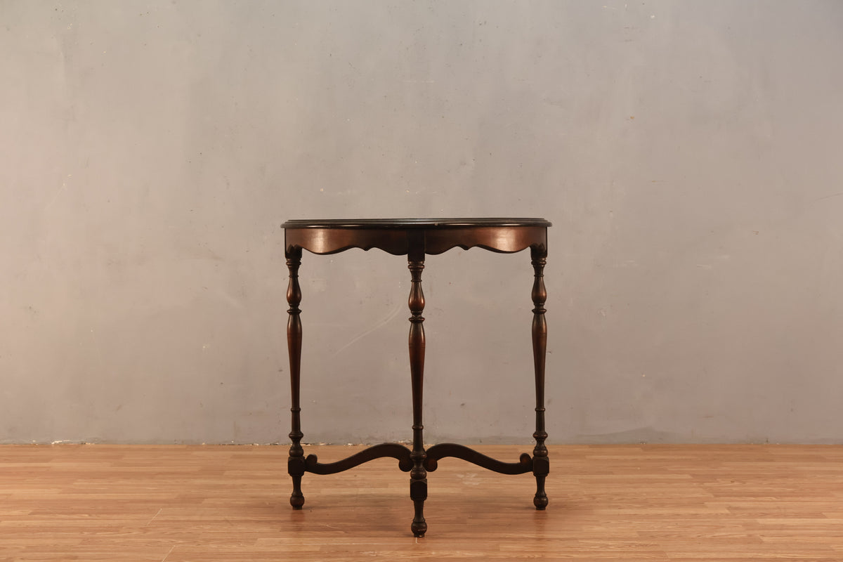 Slim Antique Mahogany Demilune Console Table - ONLINE ONLY
