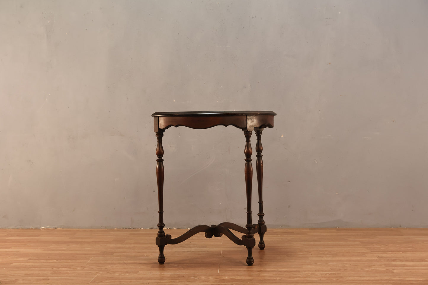 Slim Antique Mahogany Demilune Console Table - ONLINE ONLY