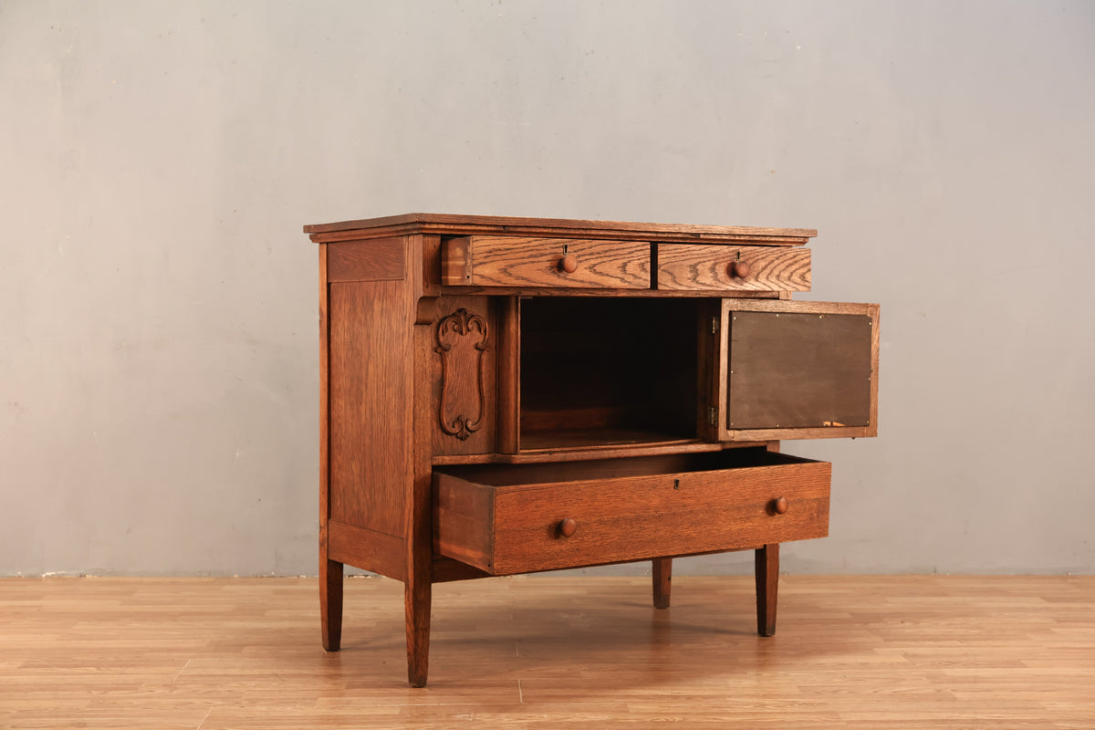 Antique Oak 3-Drawer Cabinet - ONLINE ONLY