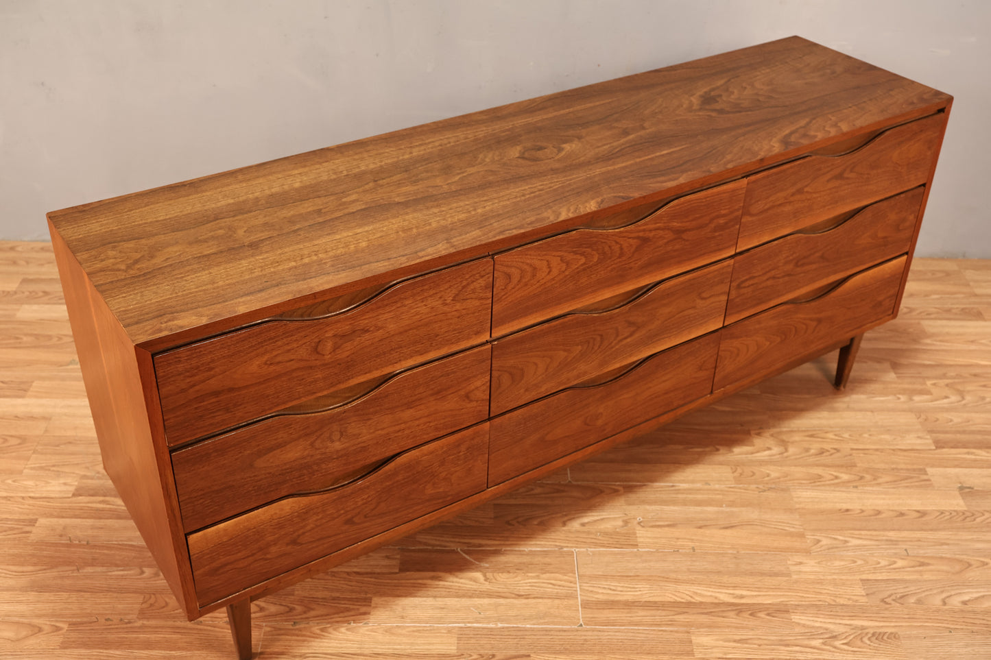 American of Martinsville Walnut 9-Drawer Credenza