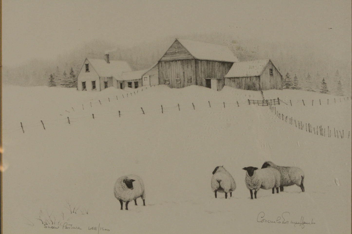 Consuelo Hanks "Snow Pasture" Lithograph