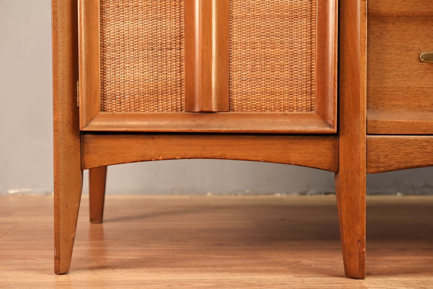 United Walnut & Cane 3-Drawer Credenza - ONLINE ONLY