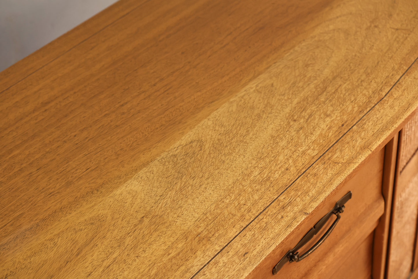 United Walnut & Cane 3-Drawer Credenza - ONLINE ONLY