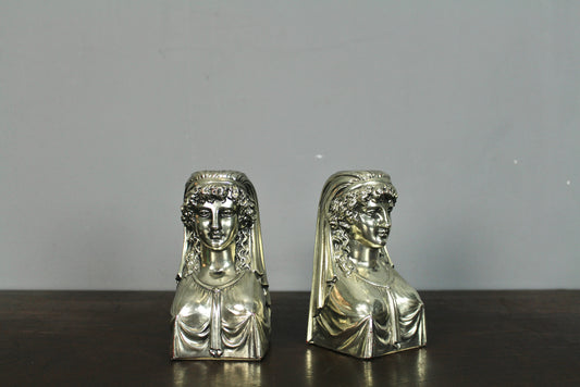 Pair of Silver Plaster Goddess Bookends