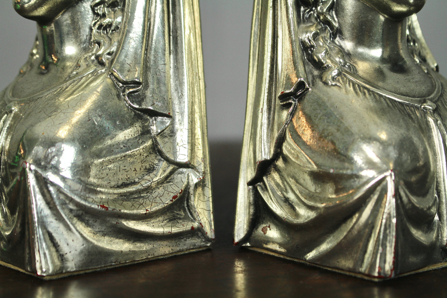 Pair of Silver Plaster Goddess Bookends