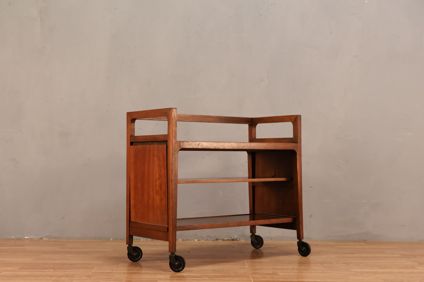 1950s Drexel Walnut Drop-Leaf Bar Cart