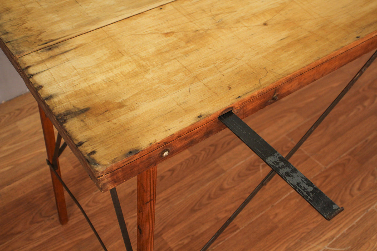 1930s Slim Industrial Folding Table C - ONLINE ONLY