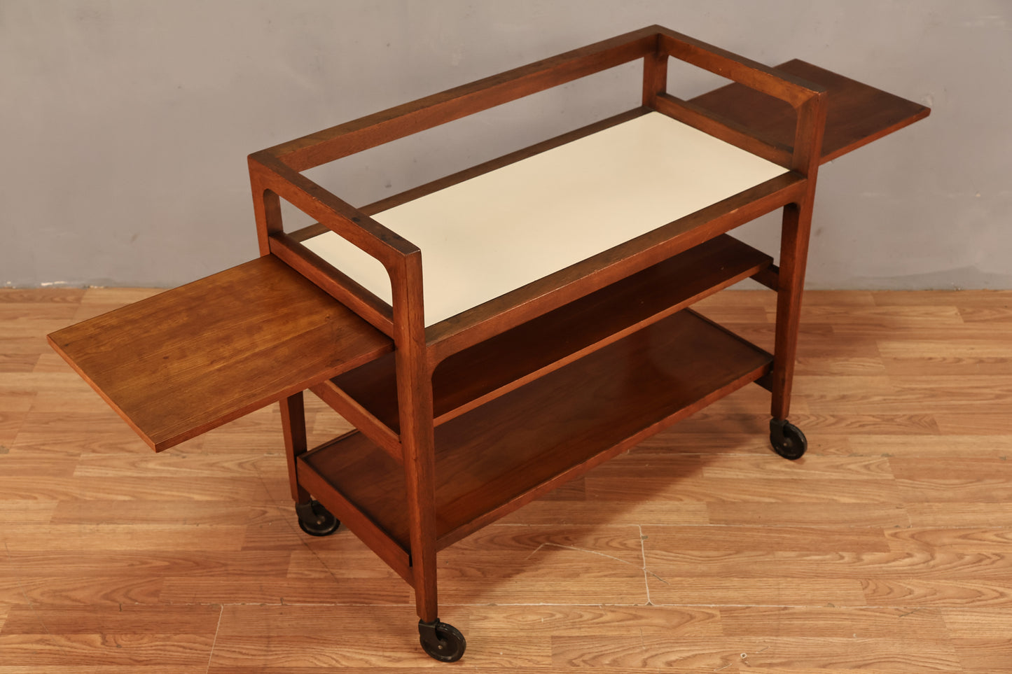 1950s Drexel Walnut Drop-Leaf Bar Cart