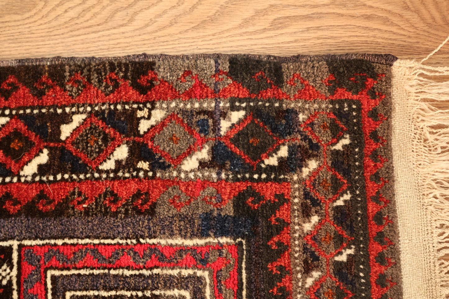 Brown & Red Geometric Rug - ONLINE ONLY