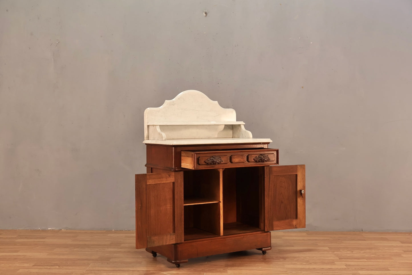 Victorian Eastlake Marble-Top Cabinet