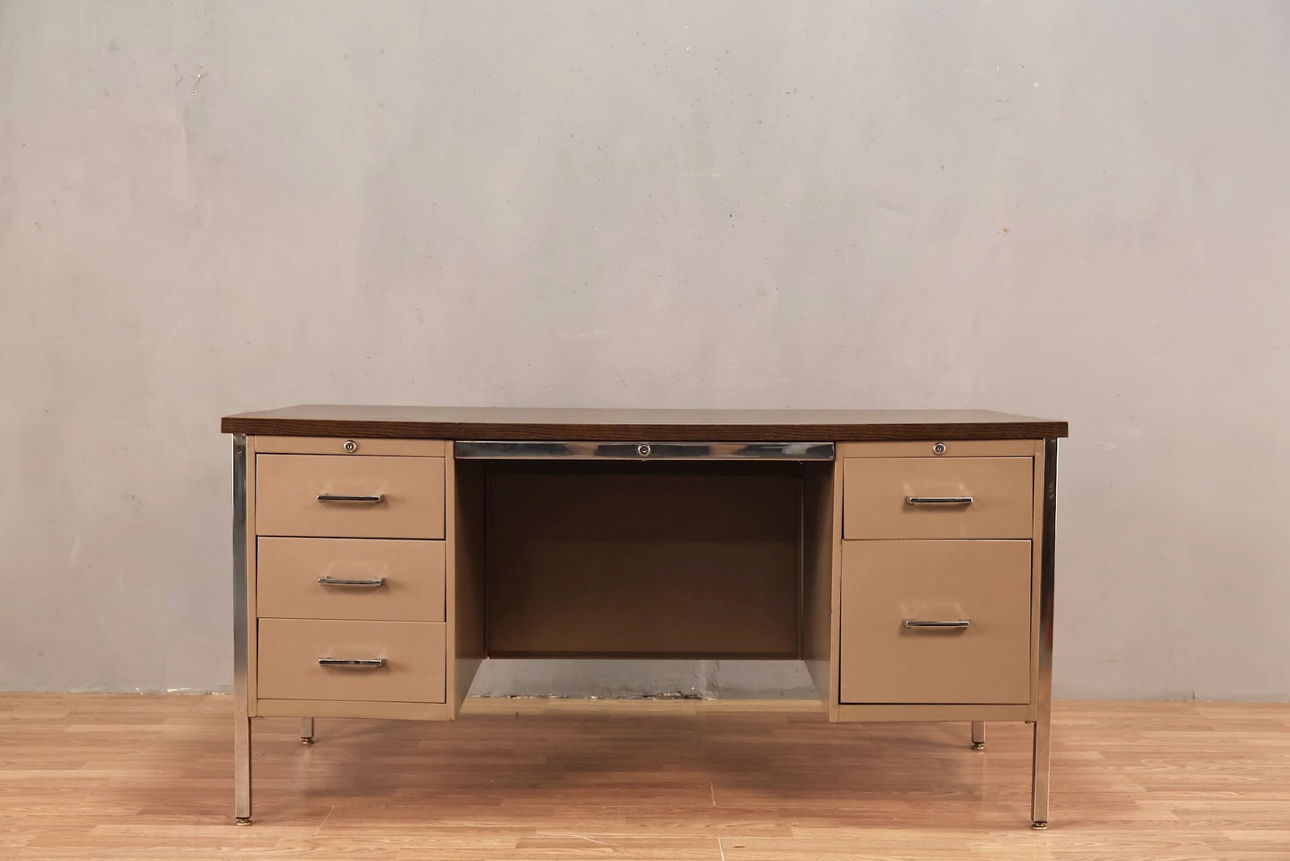 Industrial Metal & Laminate 6-Drawer Desk - ONLINE ONLY