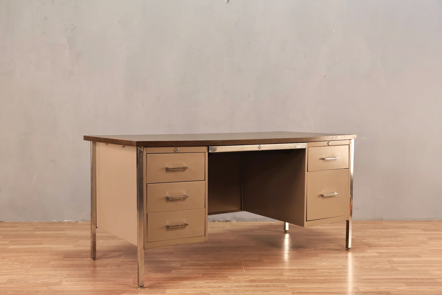 Industrial Metal & Laminate 6-Drawer Desk - ONLINE ONLY