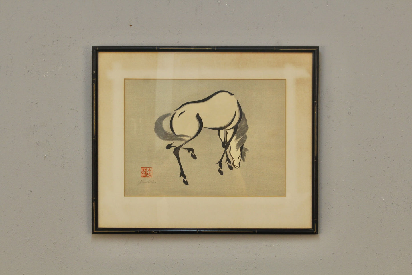"Horse" Mokuchu Urushibara Woodblock Print