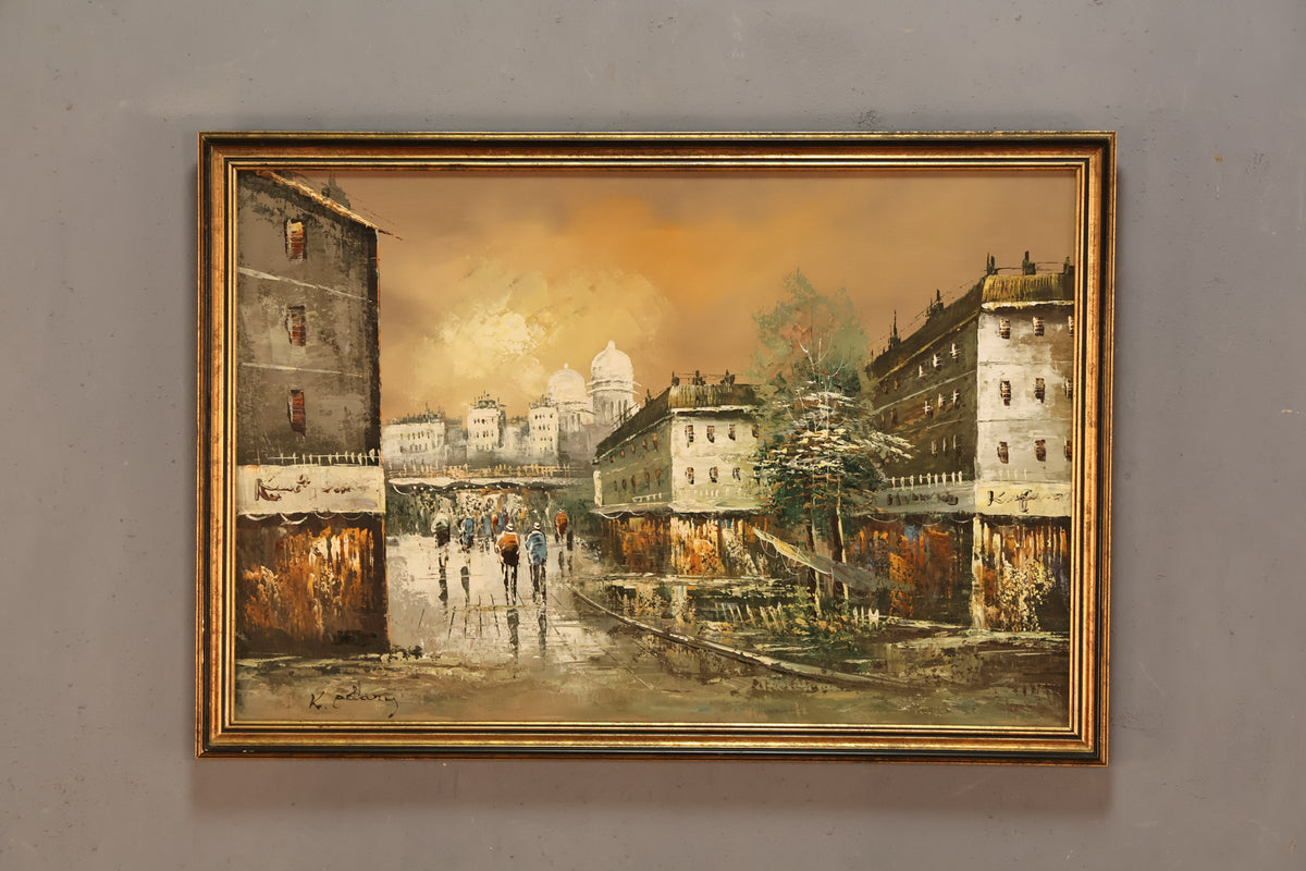 Mid Century "Vendredi Après La Pluie" Painting - ONLINE ONLY