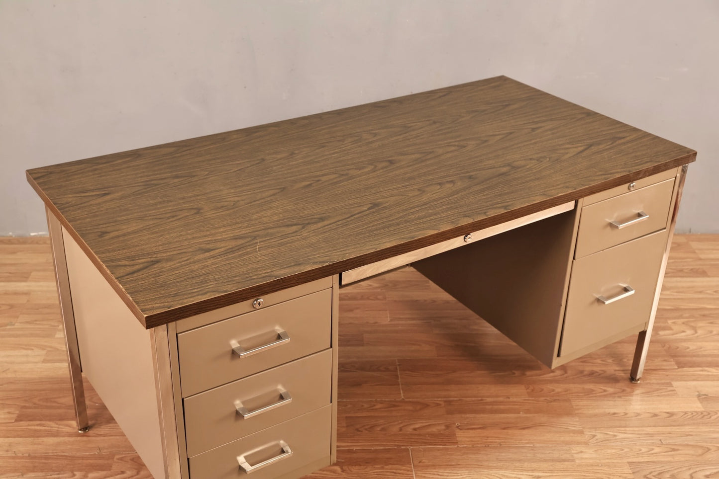 Industrial Metal & Laminate 6-Drawer Desk - ONLINE ONLY