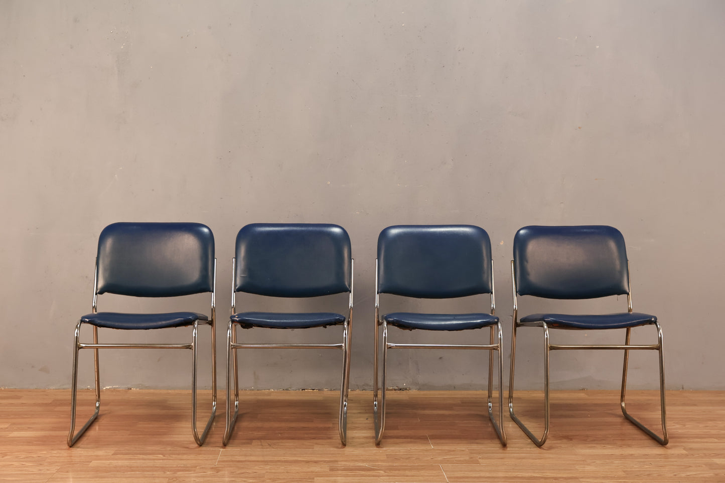 Blue Vinyl & Chrome Side Chair - ONLINE ONLY