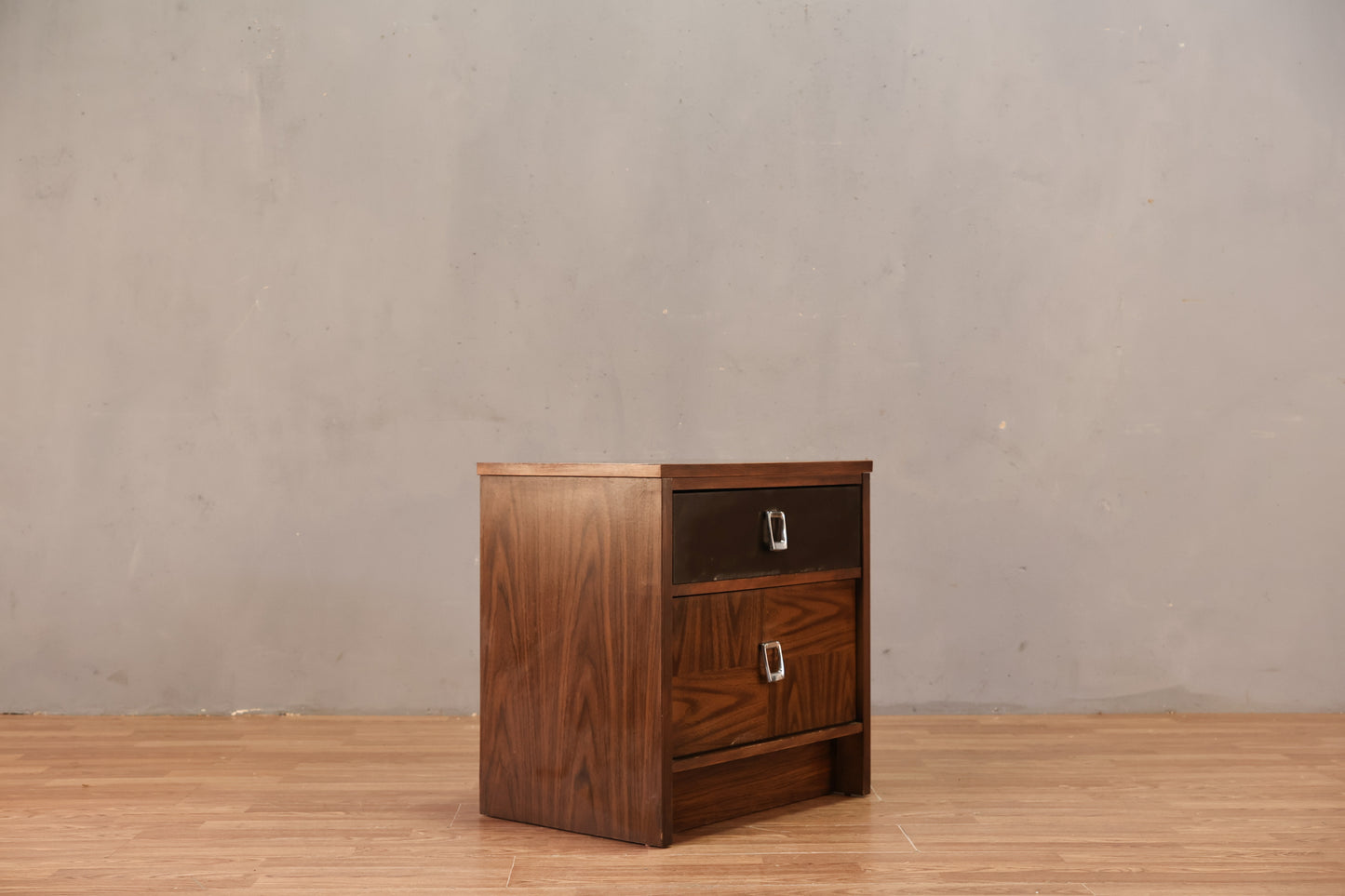 Mid Century Laminate & Black Nightstand A