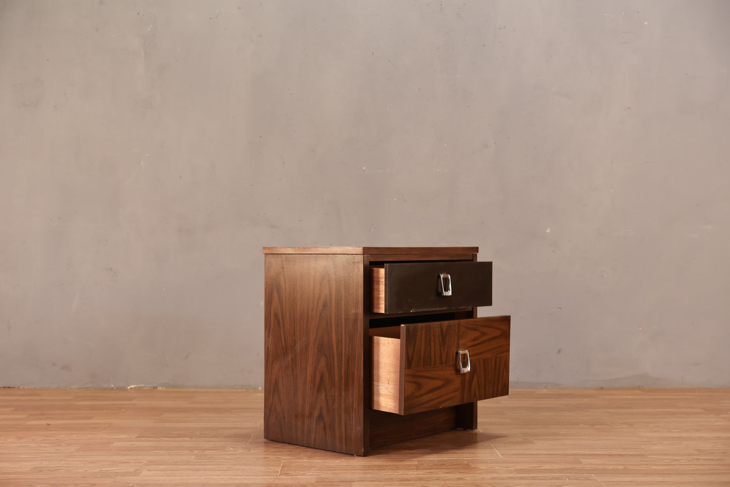Mid Century Laminate & Black Nightstand A