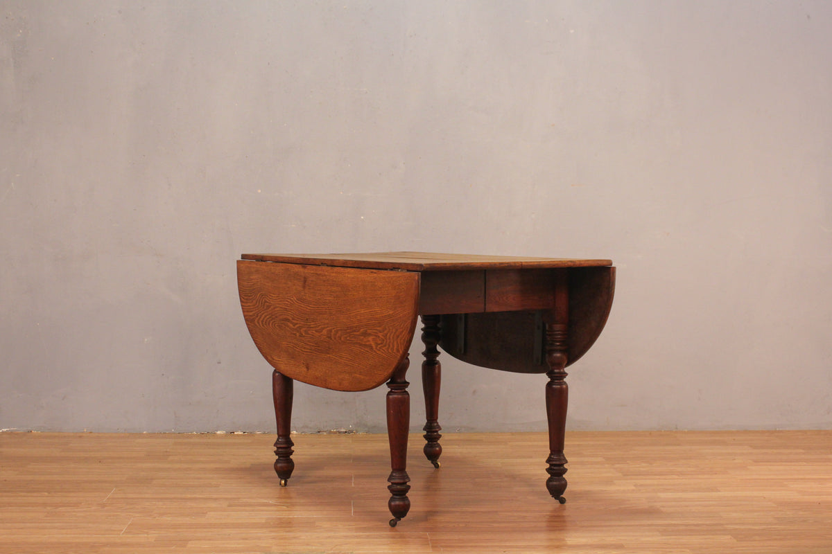 Antique Oak Drop-Leaf Dining Table - ONLINE ONLY